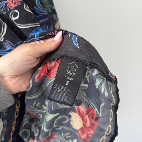 FARM RIO Black Mixed Arabesque Scarves Long Sleeve Mini Dress S - Picture 8 of 9